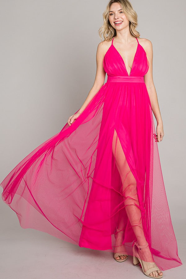 FSD71329-STK - Sleeveless V-Neck Mesh Maxi Dress Unit Price: $14.50 ...